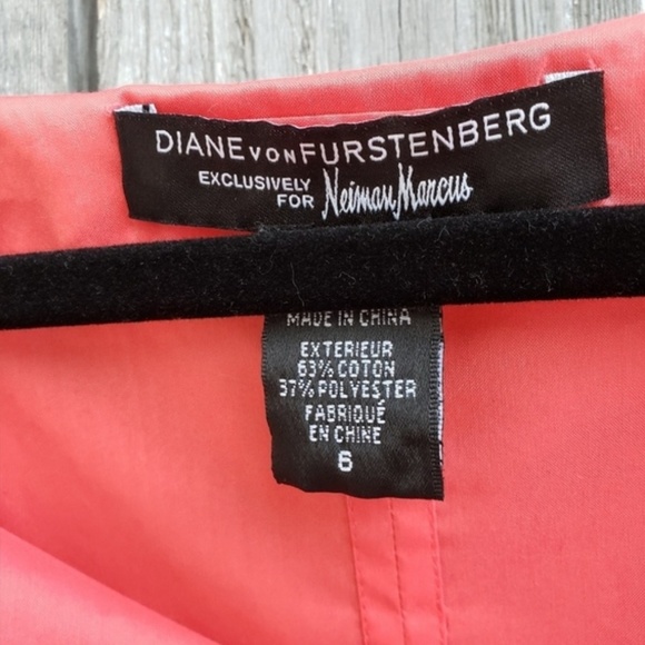 DVF Coral Scoopneck Button Detail Cotton Dress